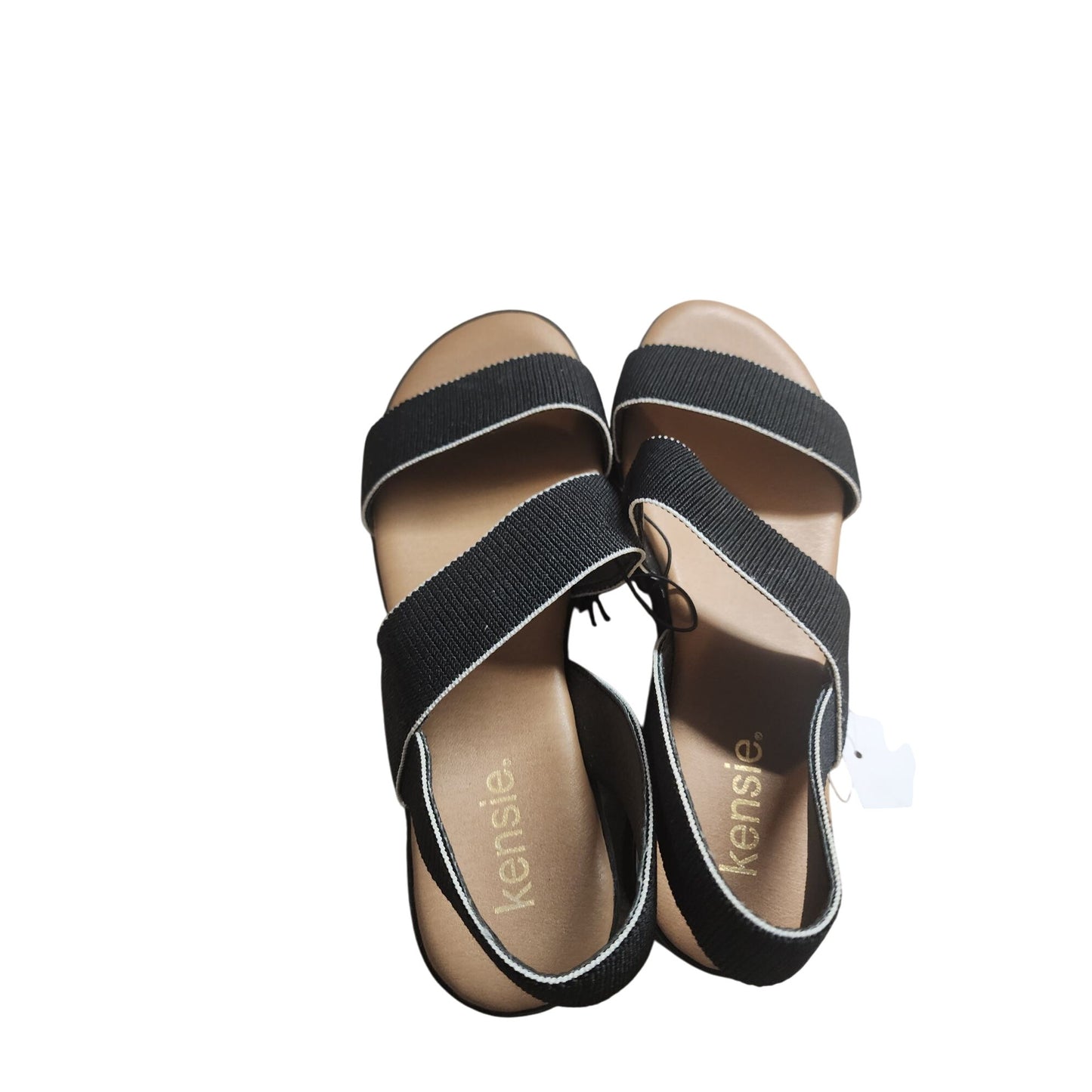 Kensie Womens Black Elastic Strap Sandals with Cushioned Sole