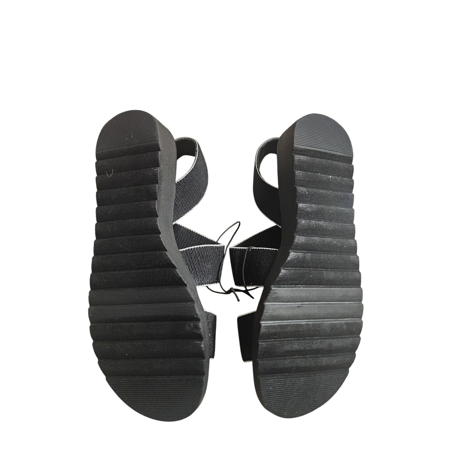 Kensie Womens Black Elastic Strap Sandals with Cushioned Sole