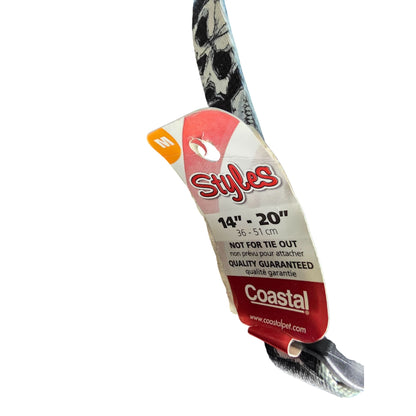 Skull Pattern Dog Collar 14"-20" Adjustable Medium Coastal Pet Black & White
