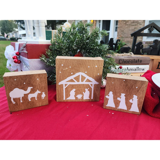 Nativity Scene Wooden Block Set decoration