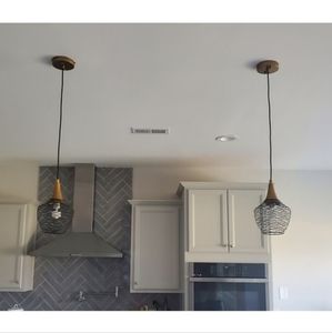 Modern 7inch Mini Farmhouse Metal Cage Gold Pendant 1-Light Black Wire Kitchen