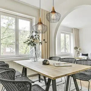 Modern 7inch Mini Farmhouse Metal Cage Gold Pendant 1-Light Black Wire Kitchen