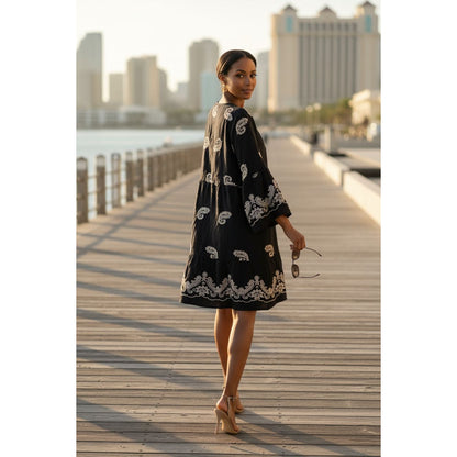 Women’s Embroidered Boho Summer Dress Flowy V-Neck Vacation Resort Wear