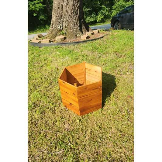 Cedar Wood Hexagon Potato Planter Box – Stackable Raised Garden Bed for Outdoor Growing – Natural or Mahogany Finish