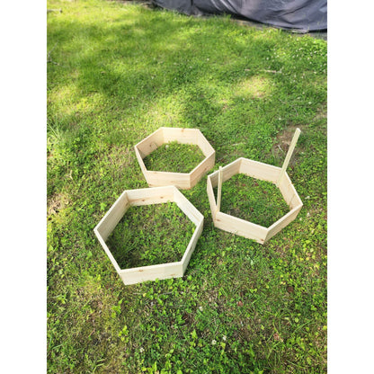 Cedar Wood Hexagon Potato Planter Box – Stackable Raised Garden Bed for Outdoor Growing – Natural or Mahogany Finish