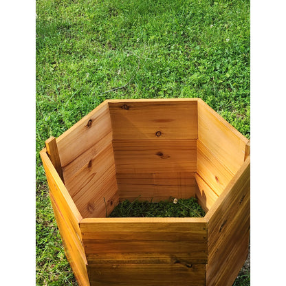 Cedar Wood Hexagon Potato Planter Box – Stackable Raised Garden Bed for Outdoor Growing – Natural or Mahogany Finish