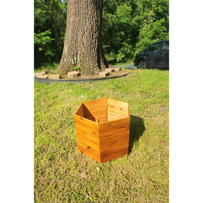Cedar Wood Hexagon Potato Planter Box – Stackable Raised Garden Bed for Outdoor Growing – Natural or Mahogany Finish