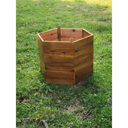 Cedar Wood Hexagon Potato Planter Box – Stackable Raised Garden Bed for Outdoor Growing – Natural or Mahogany Finish