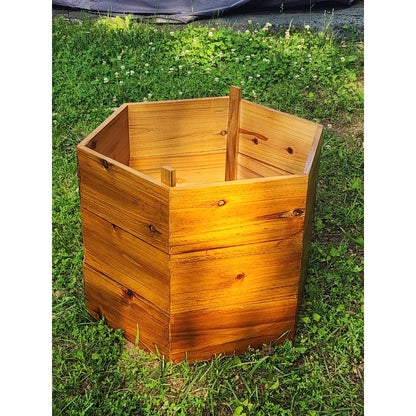 Cedar Wood Hexagon Potato Planter Box – Stackable Raised Garden Bed for Outdoor Growing – Natural or Mahogany Finish