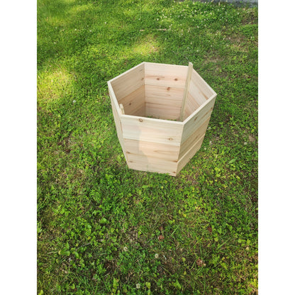 Cedar Wood Hexagon Potato Planter Box – Stackable Raised Garden Bed for Outdoor Growing – Natural or Mahogany Finish