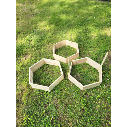 Cedar Wood Hexagon Potato Planter Box – Stackable Raised Garden Bed for Outdoor Growing – Natural or Mahogany Finish