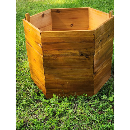Cedar Wood Hexagon Potato Planter Box – Stackable Raised Garden Bed for Outdoor Growing – Natural or Mahogany Finish