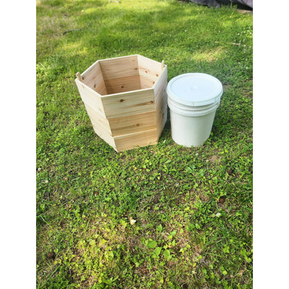 Cedar Wood Hexagon Potato Planter Box – Stackable Raised Garden Bed for Outdoor Growing – Natural or Mahogany Finish