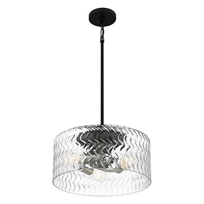 Elara 3-Light Matte Black and Brushed Nickel Pendant Lighting with Clear Textured Glass Shade