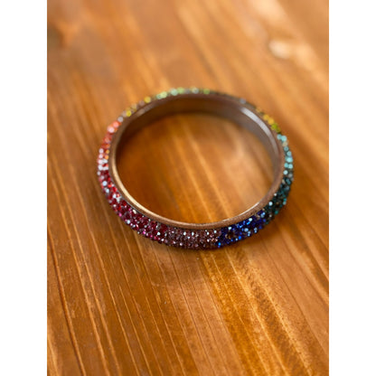 Vintage Ornate Jewel Tone Crystal Rhinestone Bangle