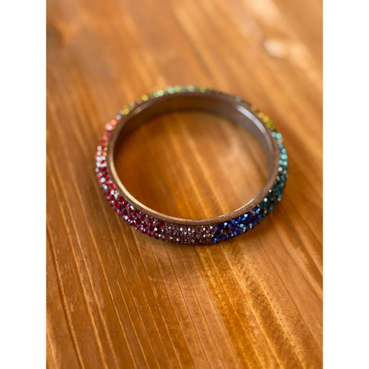 Vintage Ornate Jewel Tone Crystal Rhinestone Bangle