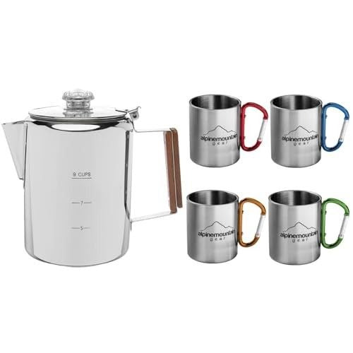 Alpine Mountain Gear 9 cup Percolator 5-Piece Stainless Steel Coffee Set