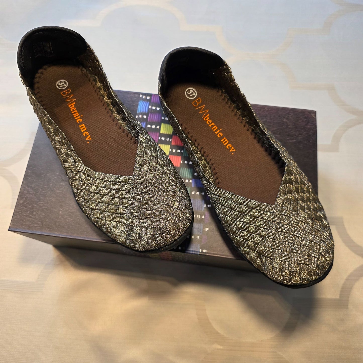 Bernie Mev Catwalk Bronze Women’s NIB Woven Comfort Shoes