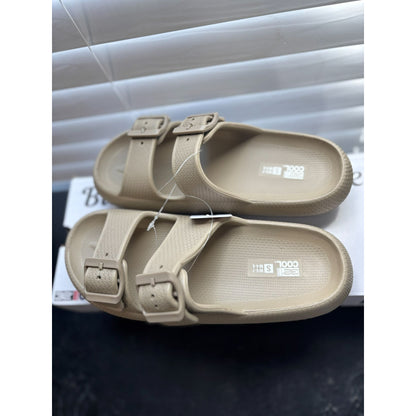 Buckle Cushion Slide Sandals By BE COOL Natural