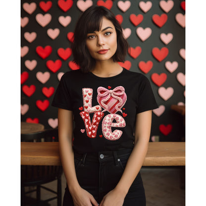 LOVE Knit Look Shirt Cozy Valentine Graphic Tee