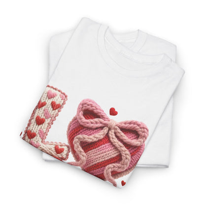 LOVE Knit Look Shirt Cozy Valentine Graphic Tee