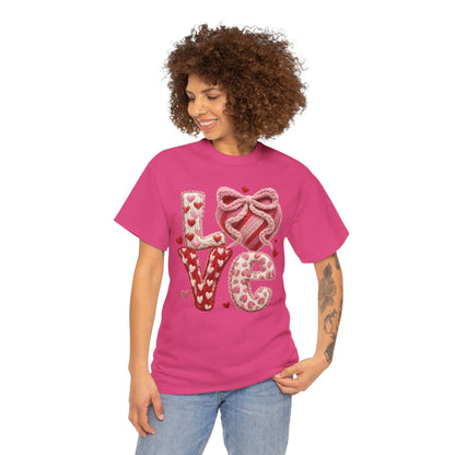 LOVE Knit Look Shirt Cozy Valentine Graphic Tee