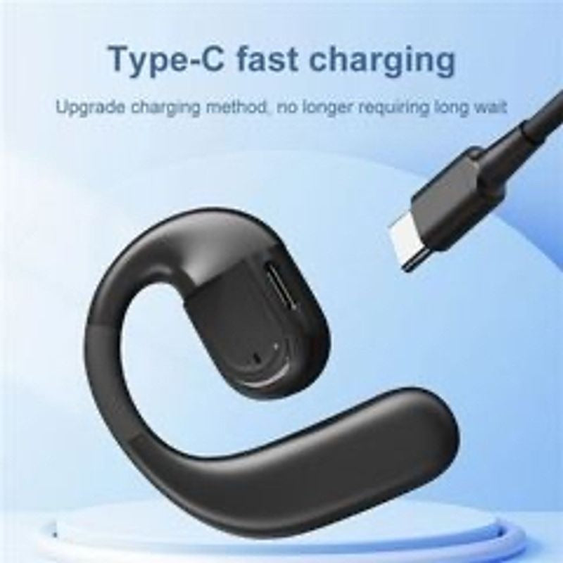 Bluetooth Open-Ear Headset With Type-C Charging 180° Rotation 900H Standby Waterproof Comfortable Fit Dual-Ear Use Black