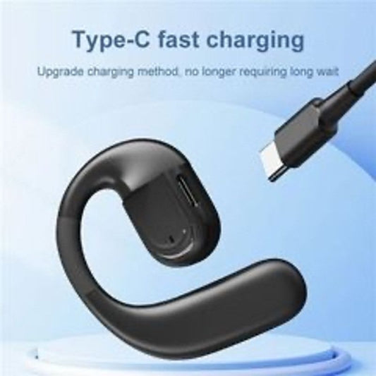 Bluetooth Open-Ear Headset With Type-C Charging 180° Rotation 900H Standby Waterproof Comfortable Fit Dual-Ear Use Black