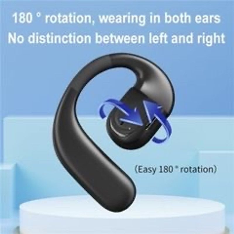 Bluetooth Open-Ear Headset With Type-C Charging 180° Rotation 900H Standby Waterproof Comfortable Fit Dual-Ear Use Black