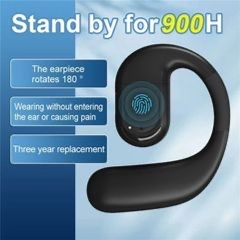 Bluetooth Open-Ear Headset With Type-C Charging 180° Rotation 900H Standby Waterproof Comfortable Fit Dual-Ear Use Black