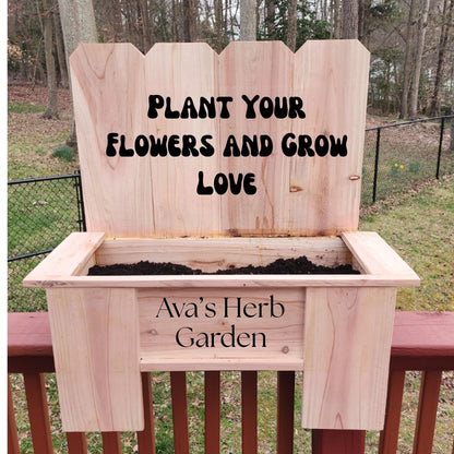 Charming Planter Box w/Unique Fencing Design | Can be Personalized | Cedar Wood Planter | Flower Box | Perfect for Indoor & Outdoor spaces