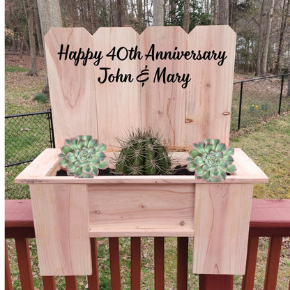 Charming Planter Box w/Unique Fencing Design | Can be Personalized | Cedar Wood Planter | Flower Box | Perfect for Indoor & Outdoor spaces
