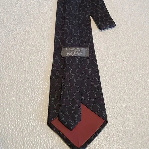 Bert Pulitzer Mens Silk Tie With Geometric Pattern In Black & Multicolor