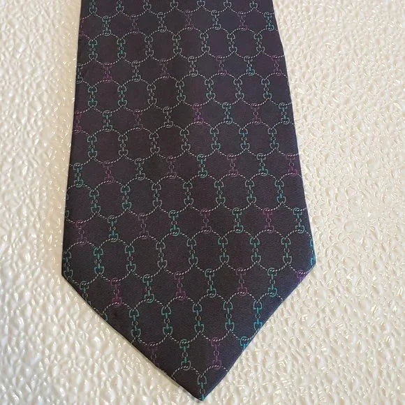 Bert Pulitzer Mens Silk Tie With Geometric Pattern In Black & Multicolor