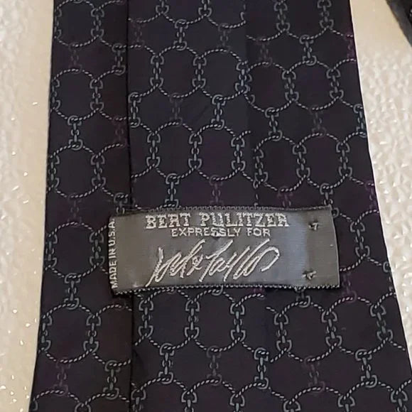 Bert Pulitzer Mens Silk Tie With Geometric Pattern In Black & Multicolor