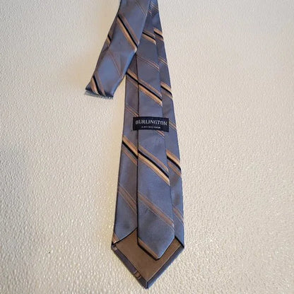 Burlington Collection Mens Blue & Gold Striped Silk Tie