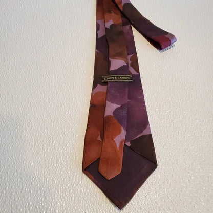 Mens Croft & Barrow Brown & Purple Floral Neck Tie Silk