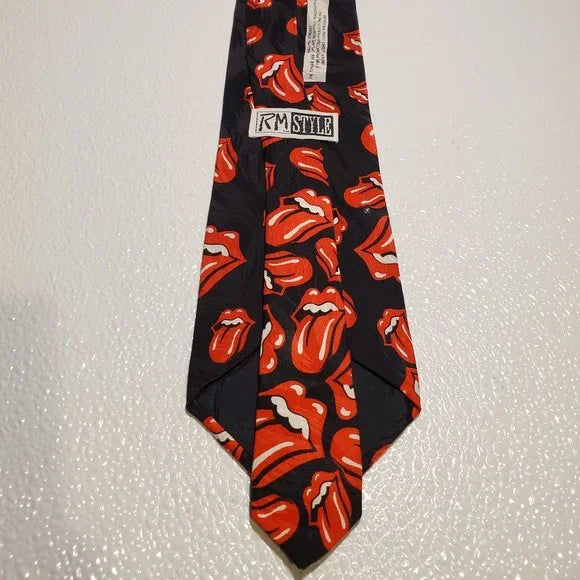 Rolling Stones RM Style Black & Red Tongue Logo Necktie