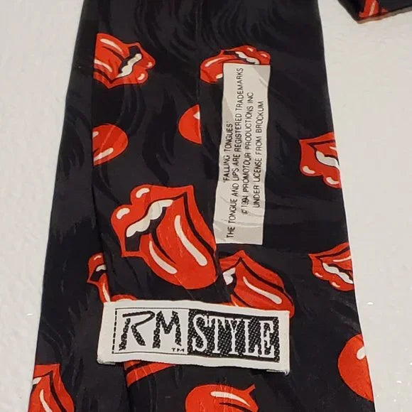 Rolling Stones RM Style Black & Red Tongue Logo Necktie