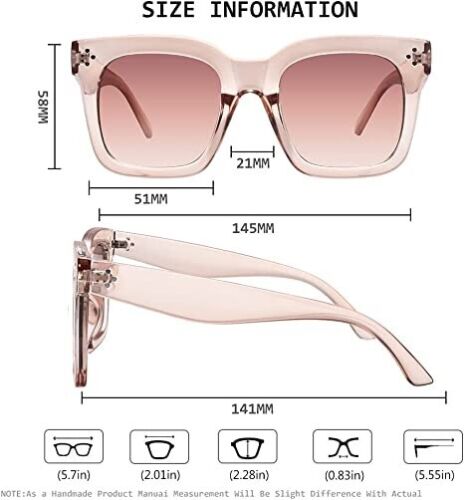 TAOTAOQI Vintage Women Oversized Sunglasses Designer Luxury Square Sun Glasses