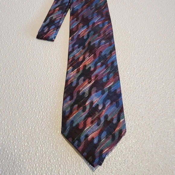 Wembley Abstract Pattern Necktie In Multicolor Blue & Purple